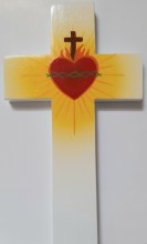 Croix avec une illustration du Sacré Coeur de Jésus